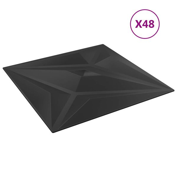 vidaXL Paneles de pared 48 pcs Estrella Negra 50 x 50 cm Espuma XPS