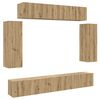 vidaXL Mueble para TV de pared madera contrachapada artesanal 6 piezas