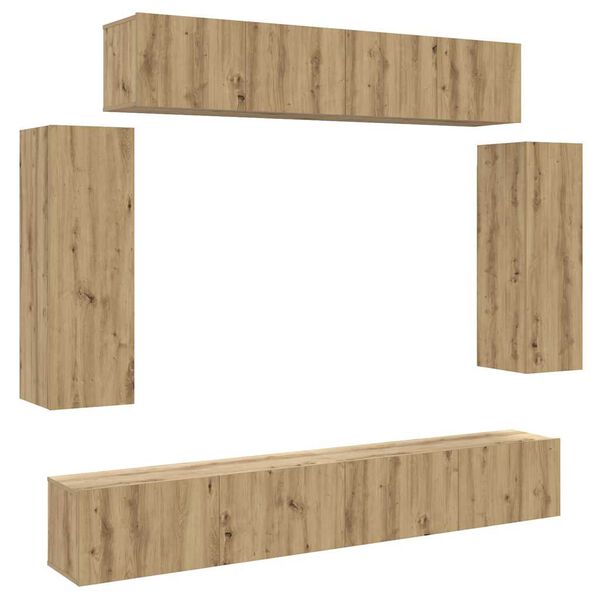 vidaXL Mueble para TV de pared madera contrachapada artesanal 6 piezas