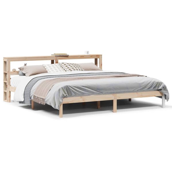 vidaXL Estructura de cama sin colch&oacute;n madera maciza de pino 200x200 cm