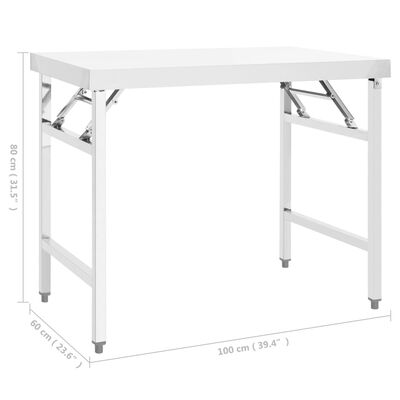 vidaXL Mesa de trabajo plegable para cocina acero 100x60x80 cm