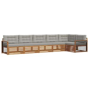 vidaXL Conjunto de sof&aacute;s de exterior 6 pcs Gris Natural y Claro