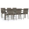 vidaXL Set comedor jard&iacute;n 7 pzas y cojines rat&aacute;n sint&eacute;tico gris