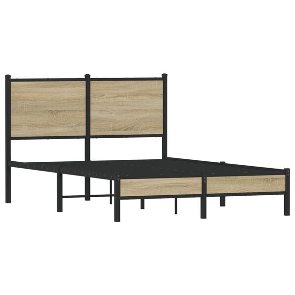 vidaXL Estructura de cama sin colch&oacute;n metal roble Sonoma 120x190 cm