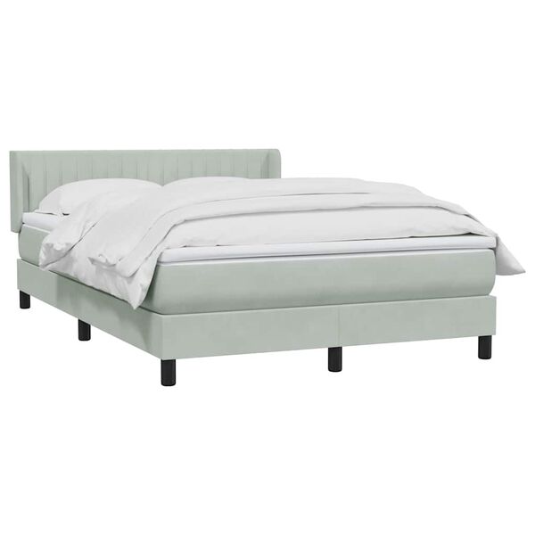 vidaXL Cama box spring con colch&oacute;n terciopelo gris claro 160x220 cm