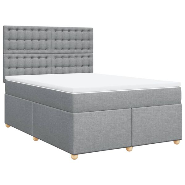 vidaXL Cama box spring con colch&oacute;n tela gris claro 140x200 cm
