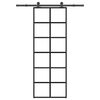 vidaXL Puerta corredera con set herrajes vidrio ESG aluminio 76x205 cm