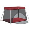 vidaXL Parque infantil para bebés con colchón tela lino rojo