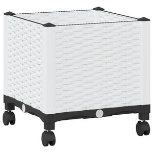 vidaXL Macetero de Jard&iacute;n con Ruedas Blanco 40 x 40 x 44 cm PP