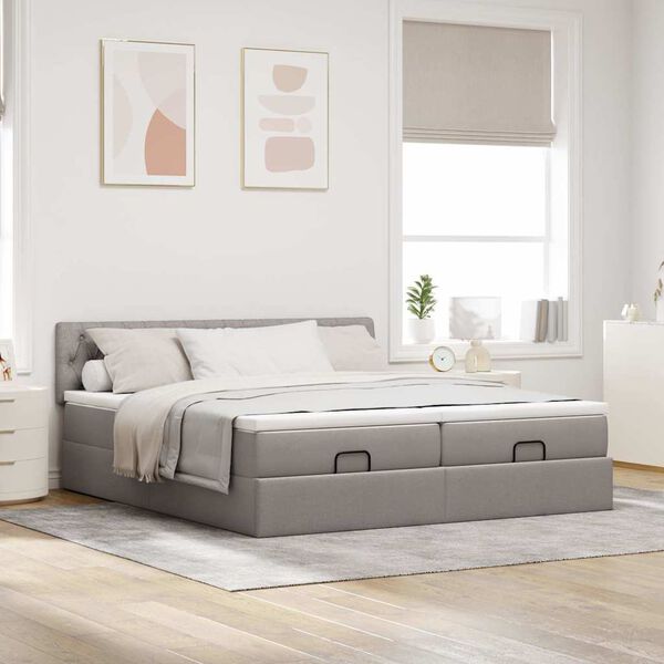vidaXL Estructura de cama otomana colchones tela gris pardo 160x200cm