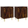 vidaXL Mesitas de noche 2 uds patas madera roble ahumado 40x30x50 cm
