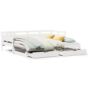 vidaXL Sof&aacute; cama nido con cajones sin colch&oacute;n blanco 90x200 cm
