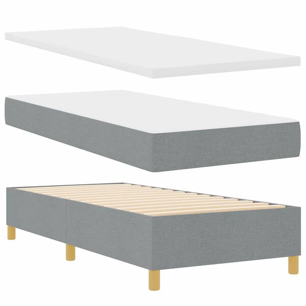 vidaXL Cama tipo Box Spring con colch&oacute;n Gris Claro 100 x 200 cm tela