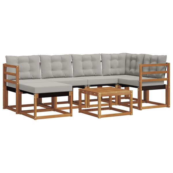 vidaXL Conjunto de sof&aacute;s de exterior 7 pcs Gris Natural y Claro