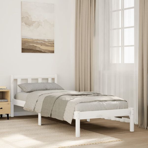 vidaXL Cama extralarga sin colchón madera maciza pino blanca 90x220 cm