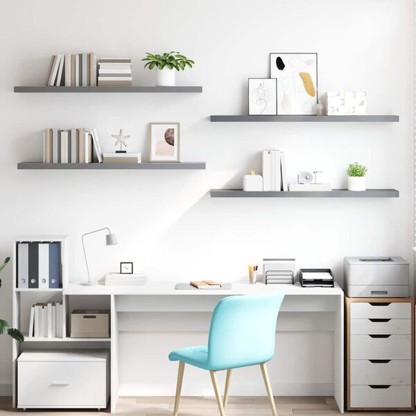vidaXL Estantes flotantes pared 4 MDF gris 120x23,5x3,8 cm