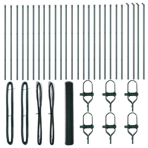 vidaXL Poste de Valla Verde 50 x 1,4 m (malla de 25 mm) Acero y PVC