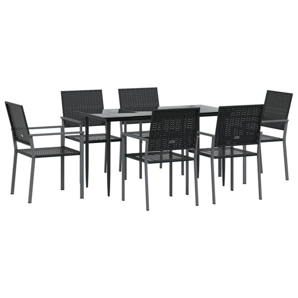 vidaXL Juego de comedor para jard&iacute;n 7 piezas rat&aacute;n sint&eacute;tico y acero
