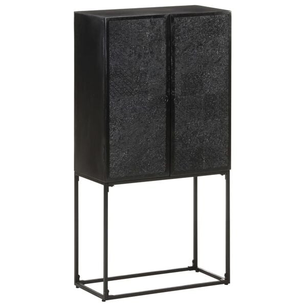 vidaXL Aparador de madera maciza de acacia y mango negro 60x30x120 cm