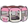 vidaXL Parque de perros plegable y bolsa transporte rosa 125x125x61cm
