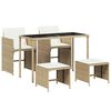 vidaXL Set comedor de jard&iacute;n 5 pzas con cojines rat&aacute;n sint&eacute;tico beige