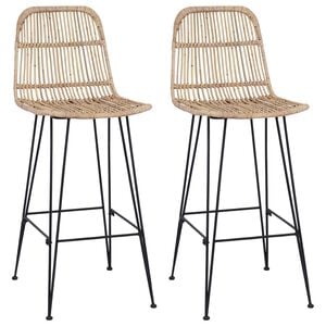 vidaXL Taburete de bar 2 uds. Natural 44 x 55 x 109 cm Rat&aacute;n y acero