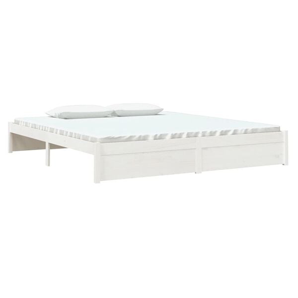 vidaXL Estructura de cama sin colch&oacute;n madera maciza blanco 180x200 cm