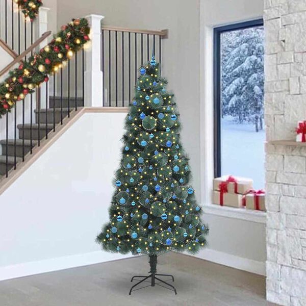 vidaXL &Aacute;rbol de Navidad artificial preiluminado con juego de bolas PET