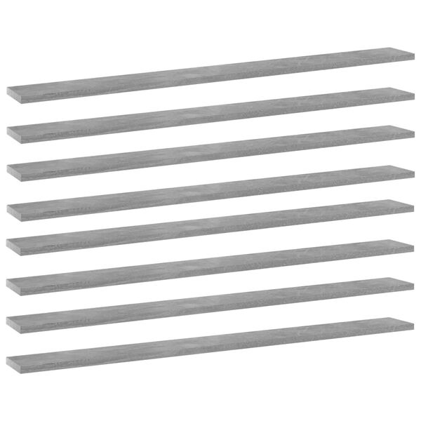 vidaXL Estante para estanter&iacute;a 8 uds madera gris hormig&oacute;n 100x10x1,5cm