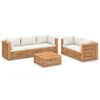 vidaXL Muebles de jard&iacute;n 7 pzas y cojines madera maciza teca crema