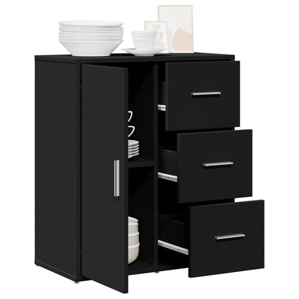vidaXL Aparador de madera de ingeniería negro 60x31x70 cm
