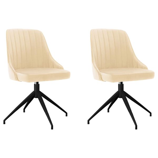 vidaXL Sillas de comedor 2 unidades terciopelo crema