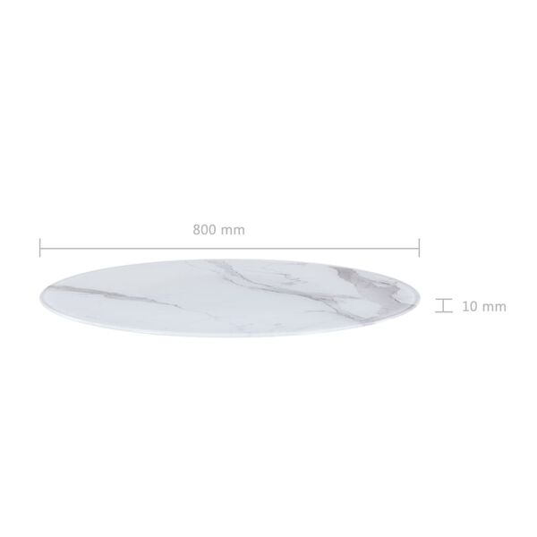 vidaXL Tablero de mesa de vidrio blanco textura de m&aacute;rmol &Oslash;80 cm