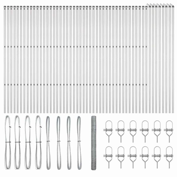vidaXL Poste de Valla Plateado 100 x 1,5 m (malla de 50 mm) Acero