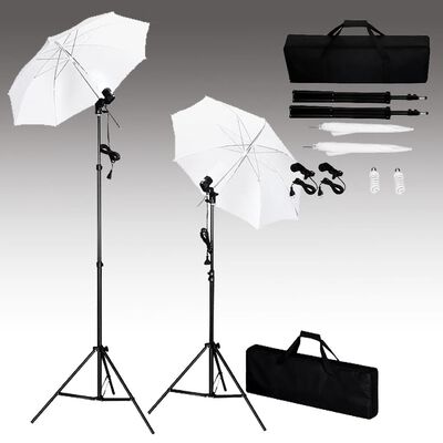 vidaXL Set de fotografía de estudio con telones, lámparas y paraguas fotográfico