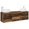 vidaXL Juego de muebles de ba&ntilde;o 3 uds. Madera envejecida