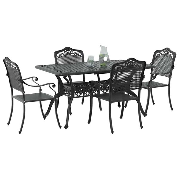 vidaXL Conjunto de Comedor de Jard&iacute;n 5 pcs Negro Aluminio