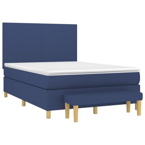 vidaXL Cama box spring con colch&oacute;n tela azul 140x190 cm