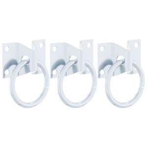 vidaXL Anillas de enganche con placas 3 unidades acero plateado