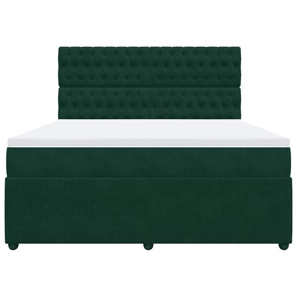 vidaXL Cama box spring con colch&oacute;n terciopelo verde oscuro 180x200 cm