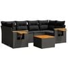 vidaXL Set de comedor de jard&iacute;n 7 pzas y cojines rat&aacute;n sint&eacute;tico negro