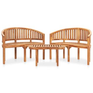 vidaXL Juego de muebles de jard&iacute;n 3 piezas madera maciza de teca