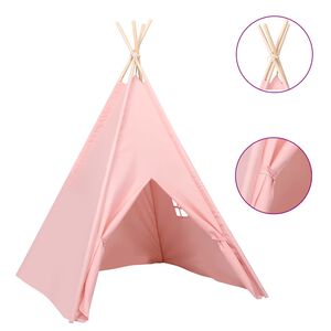 vidaXL Tienda tipi ni&ntilde;os y bolsa piel de melocot&oacute;n rosa 120x120x150cm