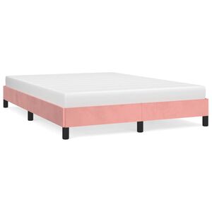 vidaXL Estructura de cama sin colch&oacute;n terciopelo rosa 140x200 cm