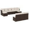 vidaXL Set de sof&aacute;s de jard&iacute;n 10 pzas y cojines rat&aacute;n sint&eacute;tico marr&oacute;n