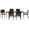 vidaXL Conjunto de Comedor de Jard&iacute;n 7 pcs Negro rat&aacute;n sint&eacute;tico