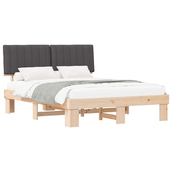 vidaXL Estructura de Cama con Cabecera Tapizada Gris oscuro