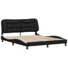 vidaXL Estructura de cama sin colch&oacute;n Hvar cuero sint&eacute;tico negro y blanco