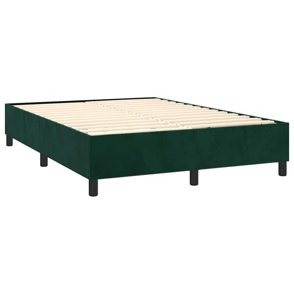 vidaXL Cama box spring con colch&oacute;n terciopelo verde oscuro 140x200 cm