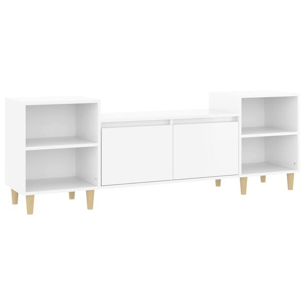 vidaXL Mueble para TV madera contrachapada blanco brillo 160x35x55 cm